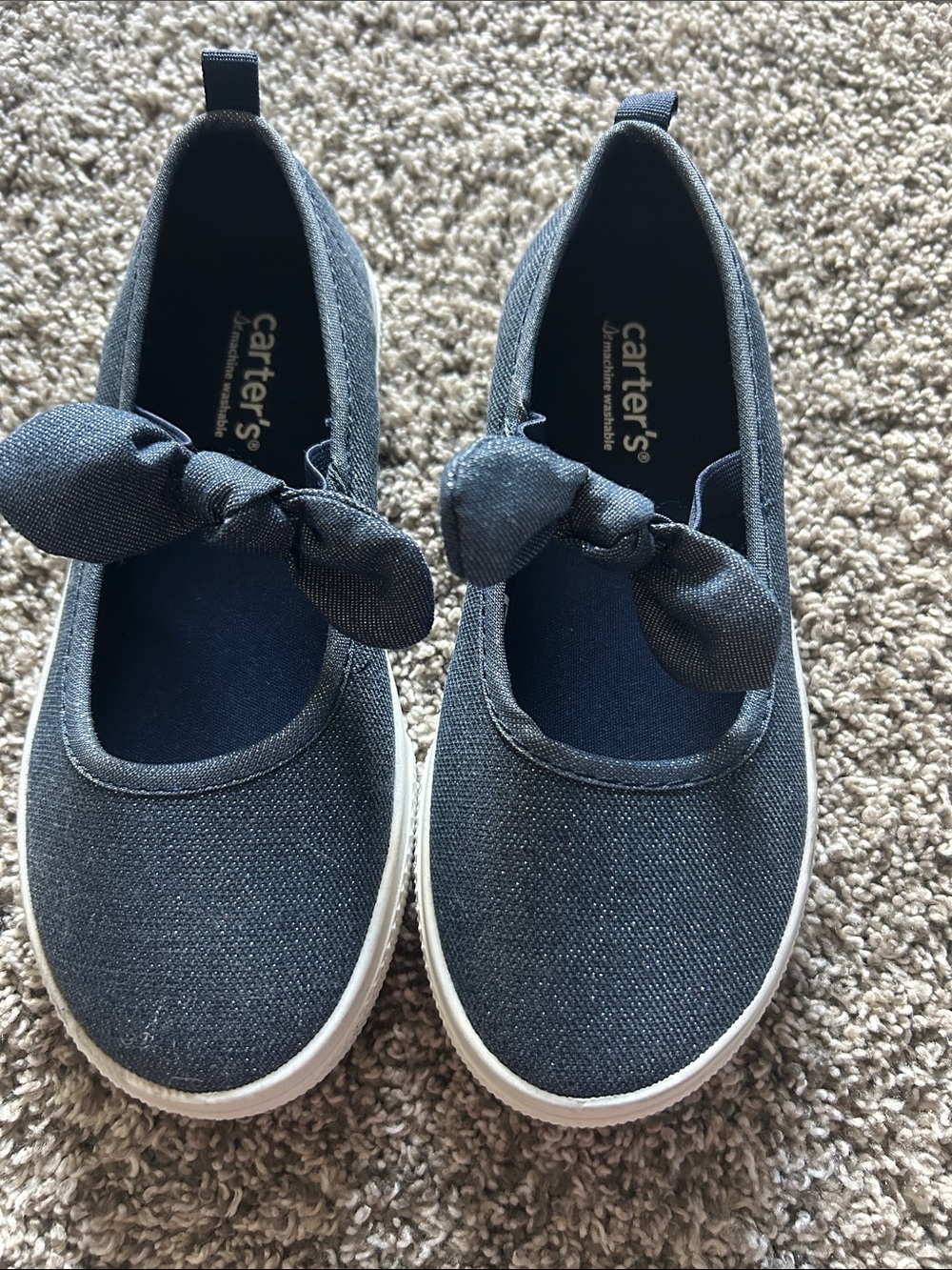 Carter's Navy Bow Slip-On Sneakers for Kids